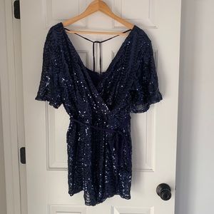 Charlotte Russe Blue Sequin Romper L